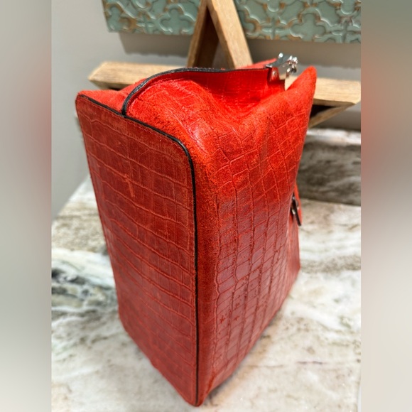 Chiara Ferretti RED Croc Embossed Handbag - Picture 9 of 16